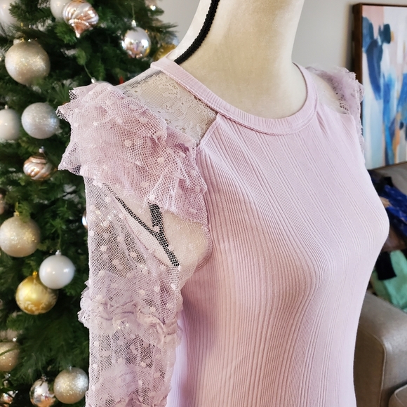 Free people purple pastel polka dot lace sleeve - Picture 8 of 8